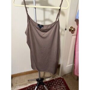 Perch by Aly Papar Brown Plus Size 2X Camisole Adjustable Strap Knit Tank Top